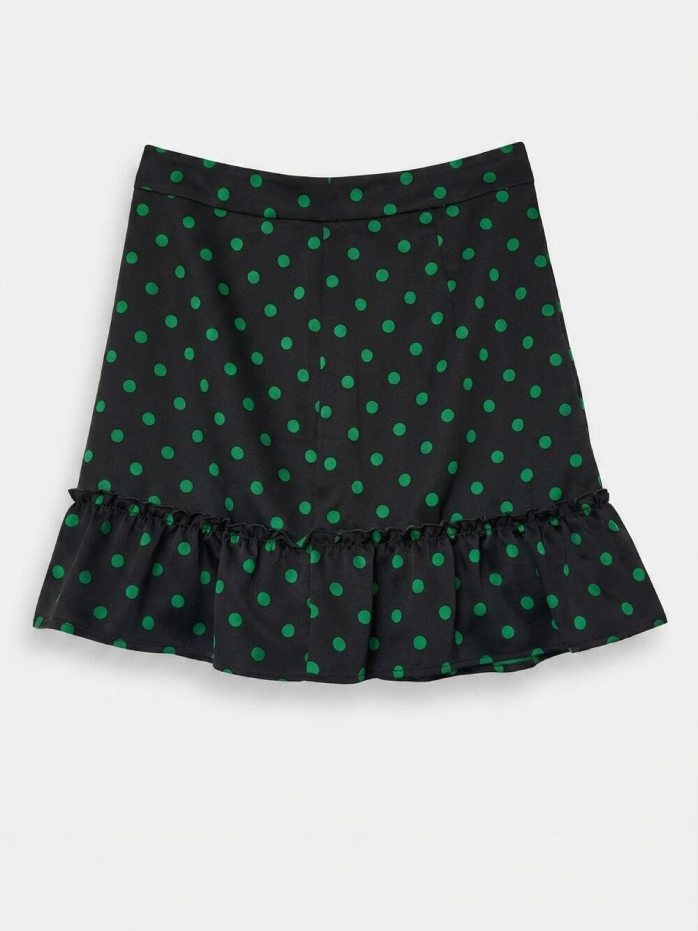 FLORA BEA Zenon Black Narrow Avenue Polka Dot Satin Mini Skirt NWT SMALL